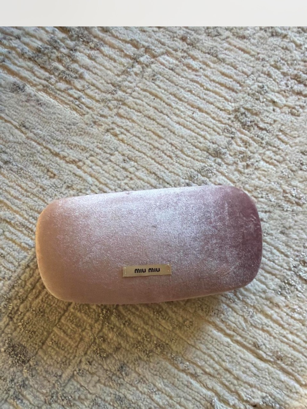 Miu Miu Dusty Pink Velvet Eyeglass Case with Gold Logo
